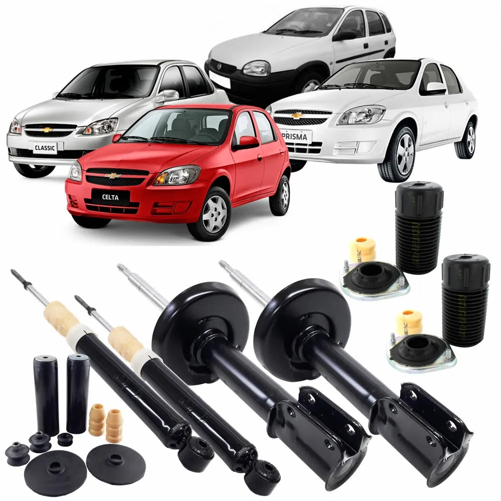 Kit 4 Amortecedores Originais Turbogás + Kit Completo Corsa 94 até 05 Celta 00 até 2017 Prisma 06 até 2012 Classic 02 até 2017