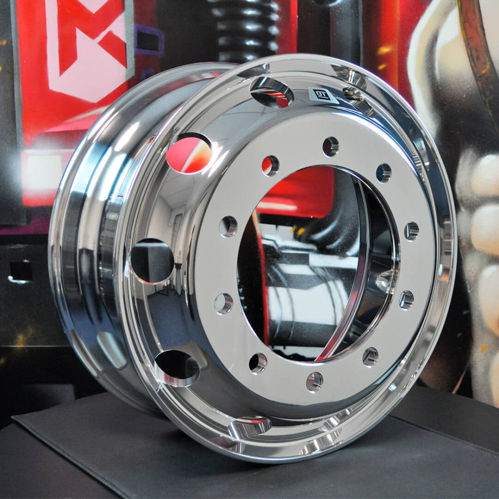 Roda de Alumínio Caminhão Alto Brilho Borda Larga Aro 22,5 x 8,25 -