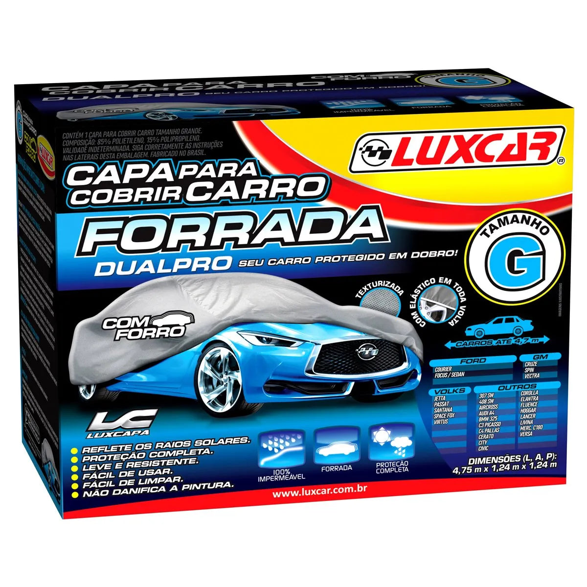 Capa para Cobrir Carro Forrada Dualpro Tamanho G - Luxcar