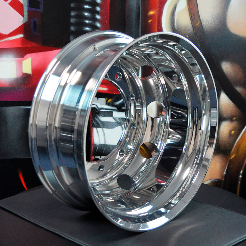 Roda de Alumínio Caminhão Alto Brilho Borda Larga Aro 22,5 x 8,25 -